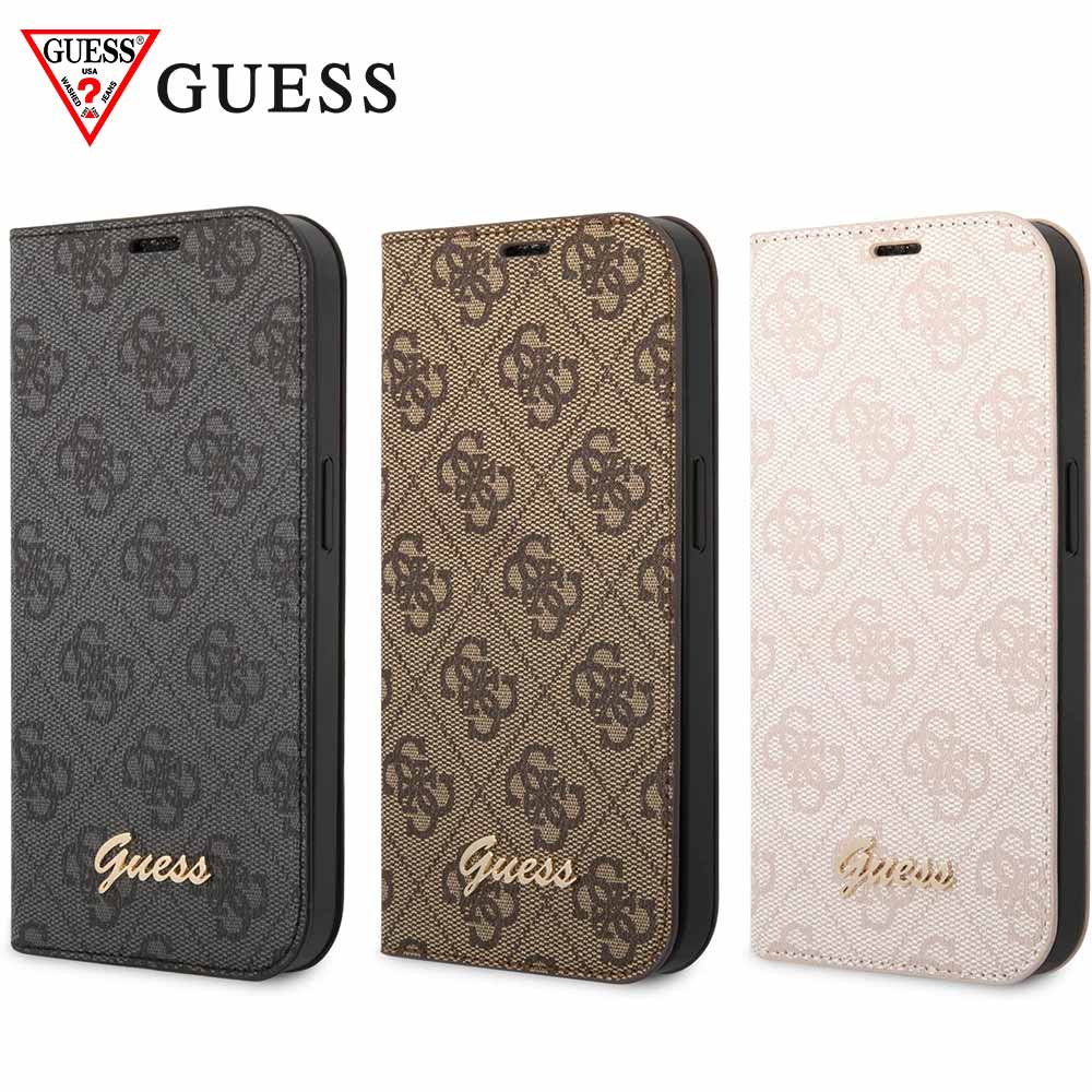 日本未発売 GUESS ゲス iPhone14/14Pro/14Plus/14ProMax 容れもの 黒いこと/赤銅色/さくら色 万覚え帳型 ロゴタイプ アイフォンケース スマホケース