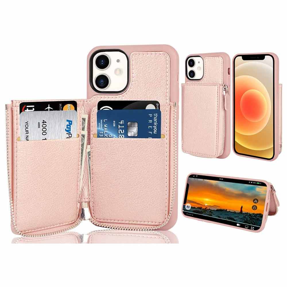 Ilish アイリッシュ Iphone 12 12pro 12promax 12mini カードホルダー 財布 ジップ ケース ローズゴールド シンセティックレザー 日本未発売 Psicologosancora Es