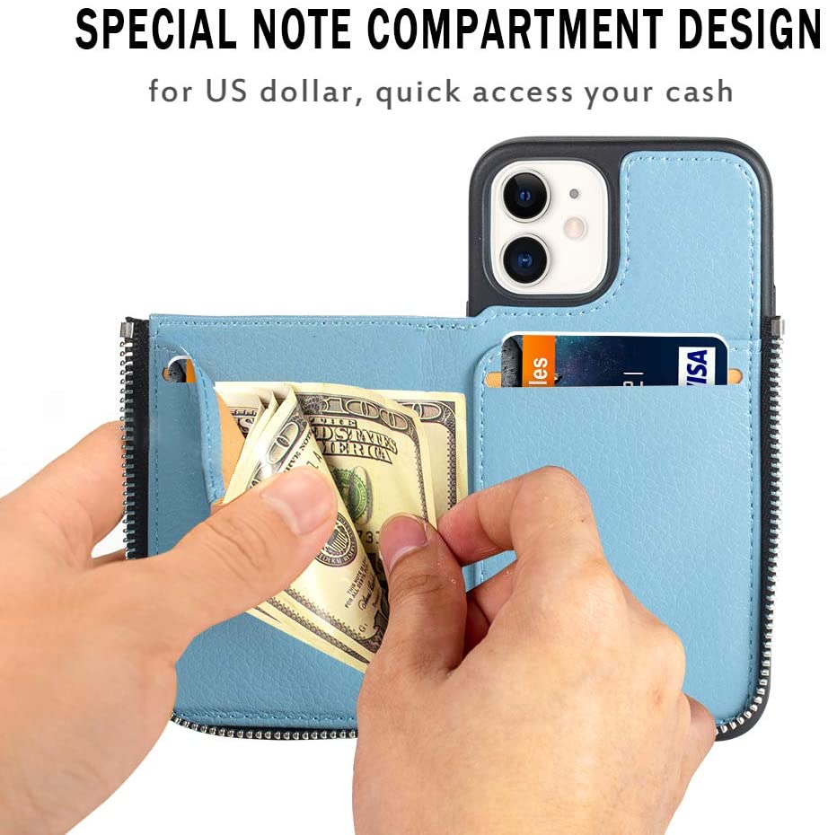 Ilish アイリッシュ Iphone 12 12pro 12promax 12mini カードホルダー 財布 ジップ ケース ライトブルー シンセティックレザー 日本未発売 M Andapt Com