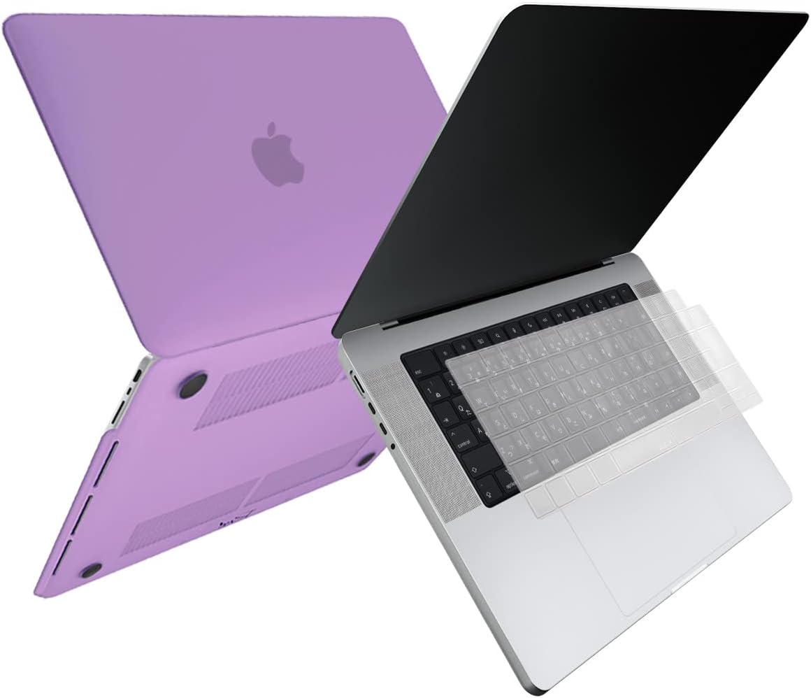 即納 マックブック プロ ハードケース MacBook Pro 16 インチ 2023 ケース カバー マット加工 パープル キーボードカバー 耐衝撃 保護ケース 送料無料