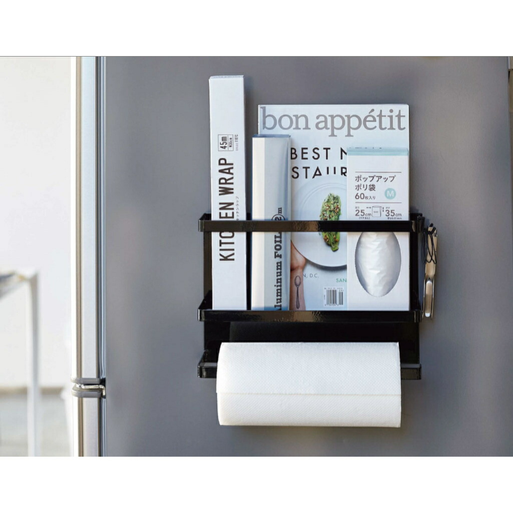 Tower マグネットキッチンペーパー ラップホルダー タワー ホワイト ブラック 山崎実業 キッチンペーパー 整理整頓 見せる収納 吊るす収納 収納 冷蔵庫 ラップホルダー 雑貨 シンプル マグネット おしゃれ 壁 キッチン用品 数量は多 55