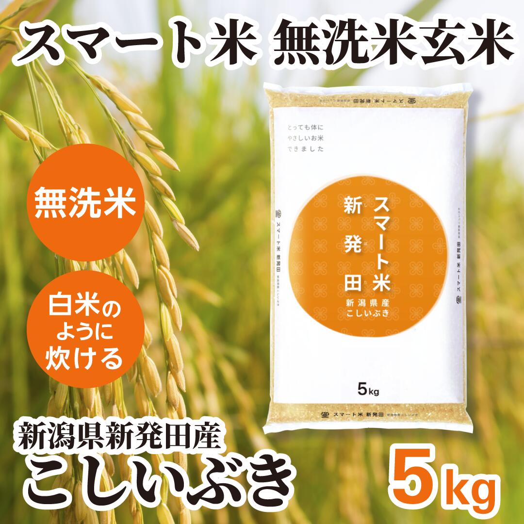 無洗米玄米 スマート米 新潟県新発田産 こしいぶき 5kg 残留農薬不検出 令和6年産