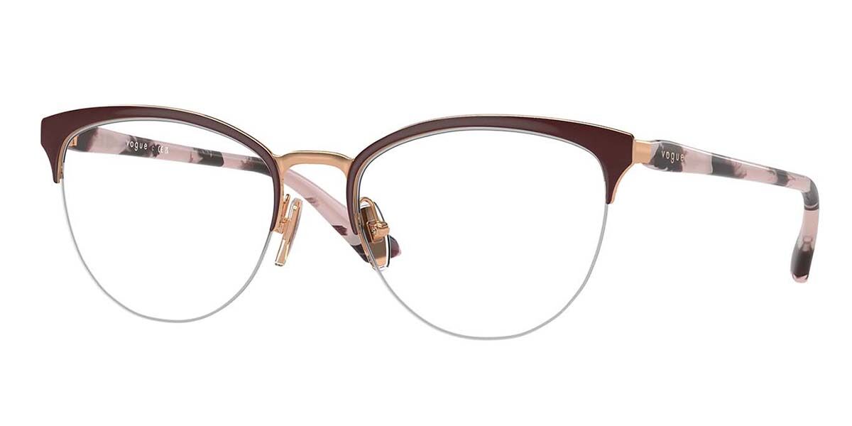 ヴォーグアイウェア Vogue Eyewear VO4304 5170 Semi rimless セミリムレス バーガンディ／サクラ色ゴールドとっ始め Women レディース 成人女性用 ウィメンズ Eyeglasses 眼鏡 メガネ めがね ひな形 伊達眼鏡 【置き目品】【新品】【外国で通信販売】【貨物輸送無料】
