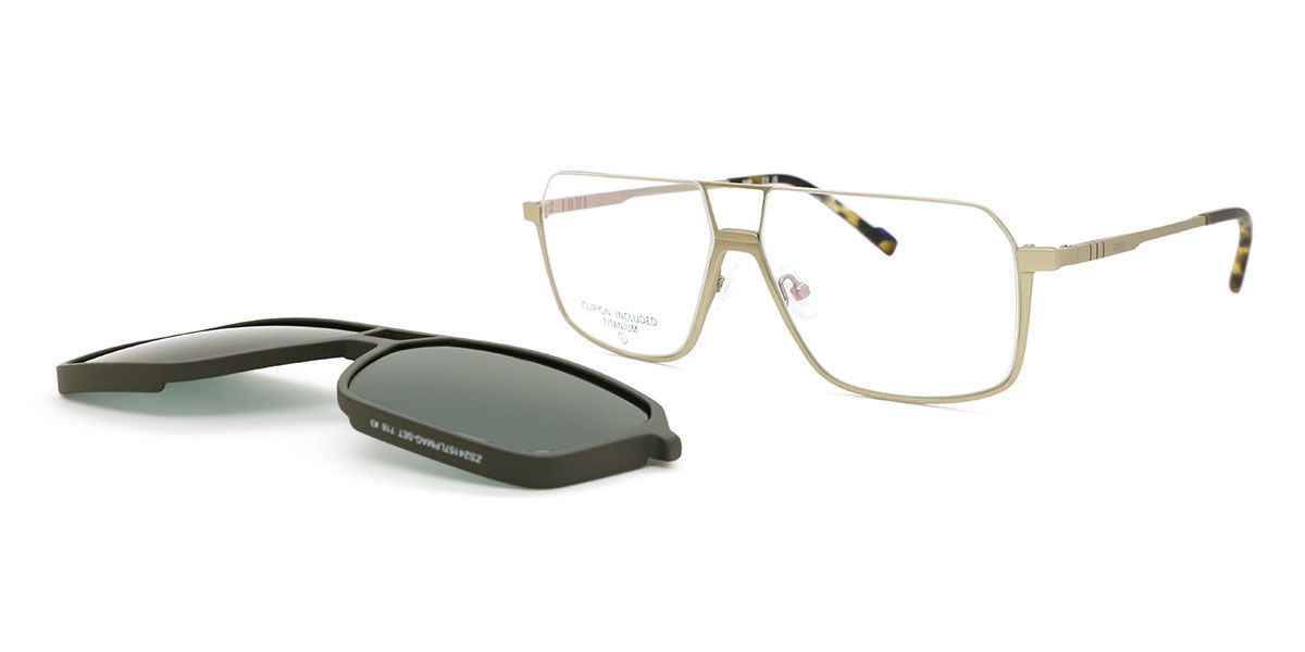 ツァイス Zeiss ZS24157LPMAG-SET With Clip-On 718 Full rim フルリム サテンゴールド/マットグリーン Men メンズ 男性用 Eyeglasses メガネ 眼鏡 めがね フレーム 伊達メガネ 【正規品】【新品】【海外通販】【送料無料】|SmartBuyGlasses