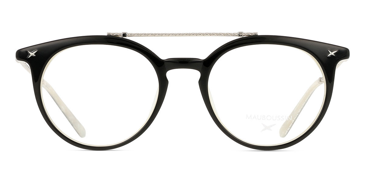 モーブッサン Mauboussin MAU 1805 01 Full rim 盛りだくさんリム 黒いこと しろがね色 Women レディース 成人女性用 ウィメンズ Eyeglasses 眼鏡 メガネ めがね ひな形 伊達眼鏡 【置き目品】【新品】【外国で通信販売】【貨物輸送無料】