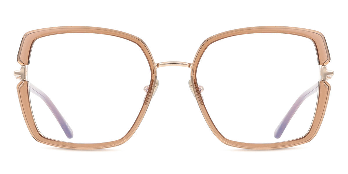 トムジェラルド・r・フォード Tom Ford FT5985-B 045 Blue-Light Block Full rim 盛りだくさんリム クリアライトブラウン/ゴールド Women レディース お上さん用 ウィメンズ Eyeglasses 眼鏡 メガネ めがね 一こま 伊達眼鏡 【置き目品】【新品】【外国で通信販売】【貨物輸送無料】
