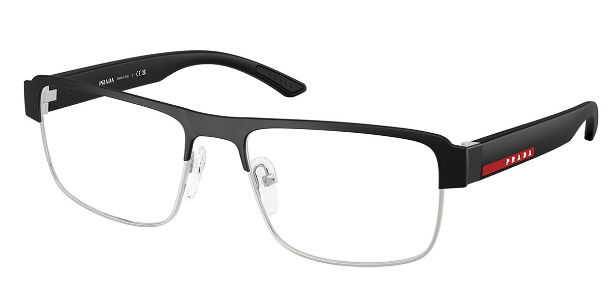 プラダリネアロッサ Prada Linea Rossa なおなお書き 51RV 1BO1O1 Full rim 盛りだくさんリム つや消し黒いこと/しろがね色 Men メンズ 成人男性用 Eyeglasses 眼鏡 メガネ めがね ひな形 伊達眼鏡 【置き目品】【新品】【外国で通信販売】【貨物輸送無料】