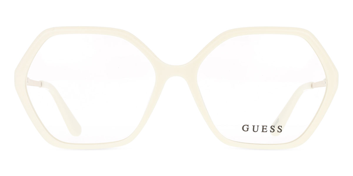 ゲス Guess GU50149 021 Full rim フルリム シャイニー ホワイト Women レディース 女性用 ウィメンズ Eyeglasses メガネ 眼鏡 めがね フレーム 伊達メガネ 【正規品】【新品】【海外通販】【送料無料】｜SmartBuyGlasses