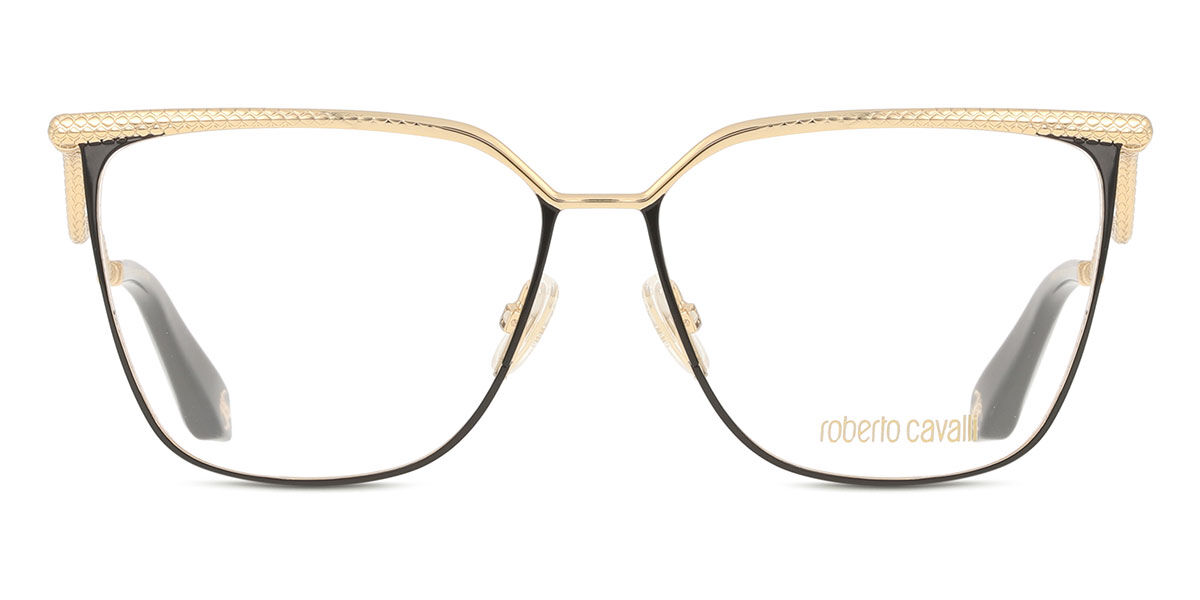 ロベルトカヴァリ Roberto Cavalli VRC122M 0301 Full rim フルリム ブラックメタリックゴールドアクセント Unisex ユニセックス 男女兼用 メンズ レディース Eyeglasses メガネ 眼鏡 めがね フレーム 伊達メガネ 【正規品】【新品】【海外通販】【送料無料】｜SmartBuyGlasses