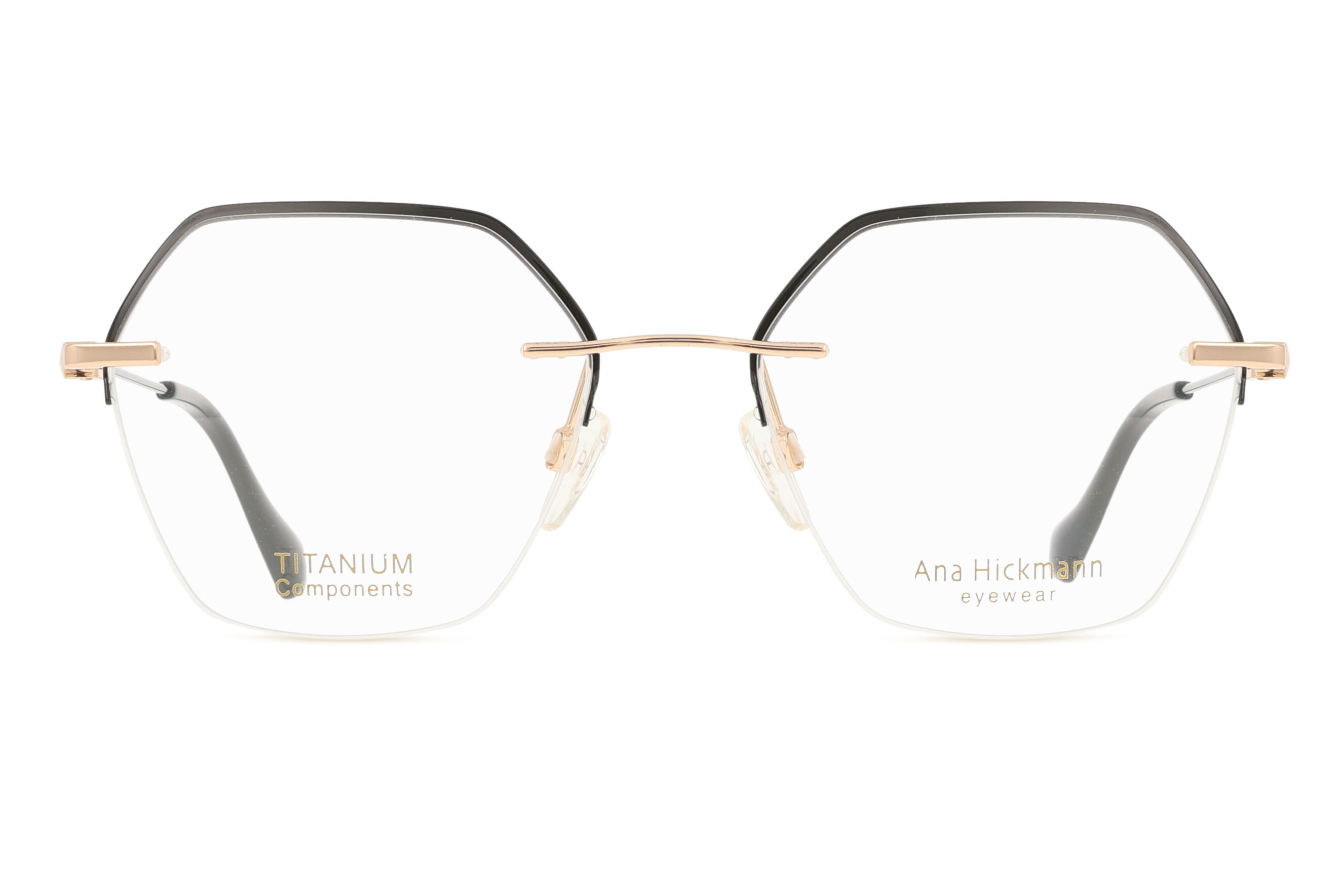 アナ ヒックマン Ana Hickmann AH1492T 09A Semi rimless セミリムレス 黒いこと Unisex ユニ一発やる 男女兼用 メンズ レディース Eyeglasses 眼鏡 メガネ めがね ひな形 伊達眼鏡 【置き目品】【新品】【外国で通信販売】【貨物輸送無料】
