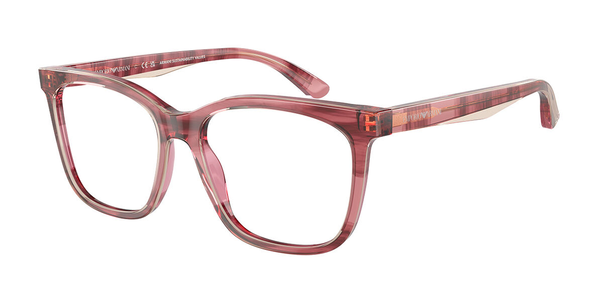エンポリオアルマーニ Emporio Armani EA3228 6057 Full rim フルリム クリアグロッシーストライプバーガンディ Women レディース 女性用 ウィメンズ Eyeglasses メガネ 眼鏡 めがね フレーム 伊達メガネ 【正規品】【新品】【海外通販】【送料無料】｜SmartBuyGlasses