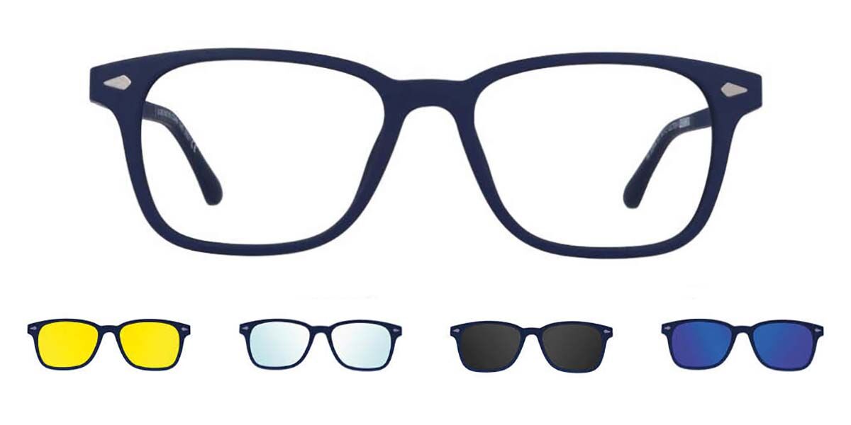 【正規品】【送料無料】SmartBuyコレクション Clip on Square Blue SmartBuy Collection Lars With Clip-On Four Set U-0300 04M Fashion Unisex Eyeglasses【海外通販】