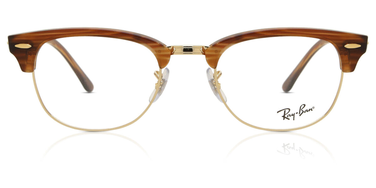 【正規品】【送料無料】【新品】レイバン Ray-Ban RX5154 Clubmaster 8375 透明ストライプ ブラウン/ゴールド Unisex ユニセックス 男女兼用 メンズ レディース Eyeglasses メガネ 眼鏡 めがね フレーム 伊達メガネ【海外通販】