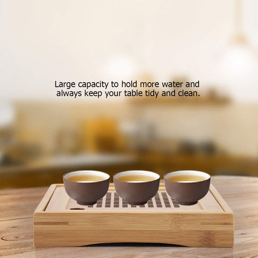 貯水式茶盤 竹製茶盤 茶托 ティートレイ 中国茶器 方形 茶道用具 茶盆