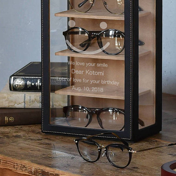 楽天市場 送料無料 名入れ オシャレに飾る 眼鏡収納 メガネタワー 名入れで自分だけのメガネコレクションボックス スマートギフト 楽天市場店