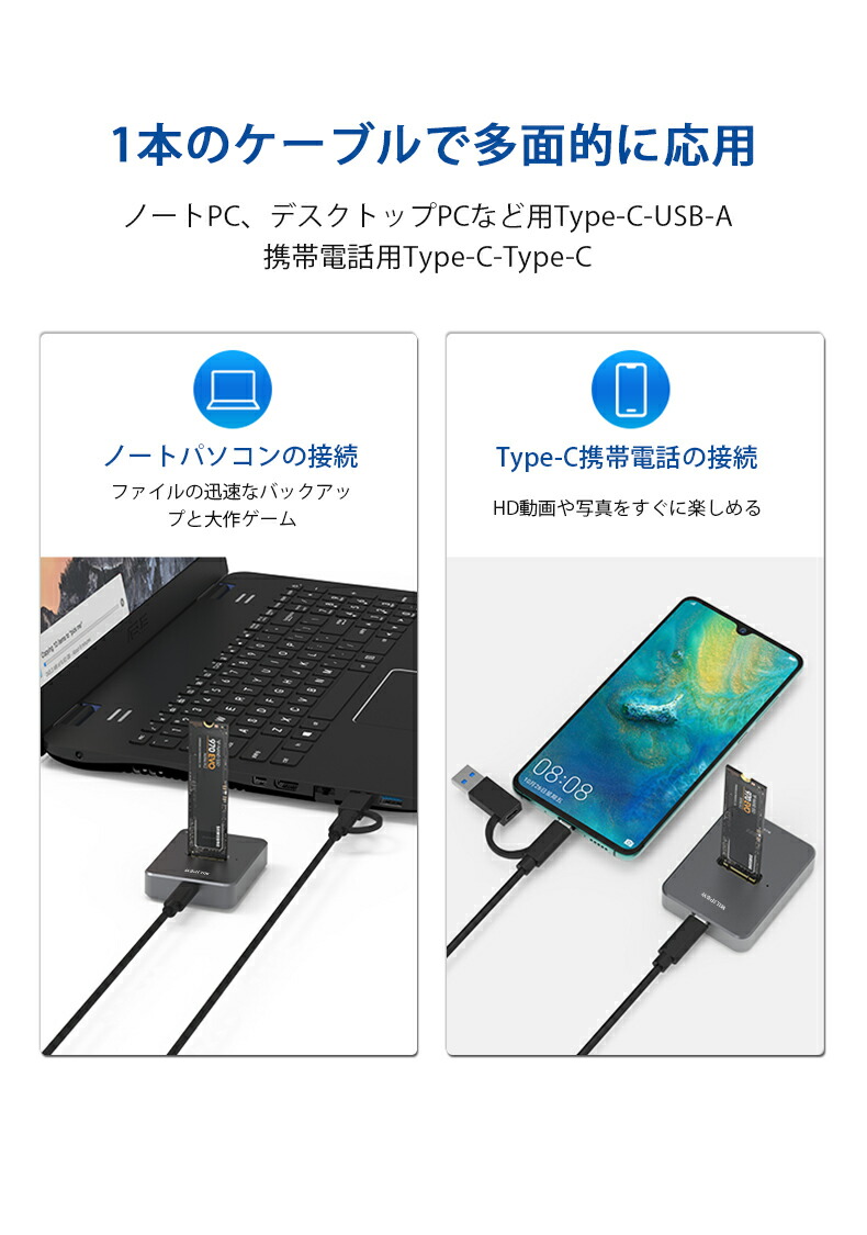 商い USB Type-C NVMEとSATA対応 M.2 SSDケース Mキー B 対応 3.1 Gen2 10Gbps高速データ転送  外付け基盤ケース2230 2242 2260 2280 SSD対応 SSD 変換アダプタ 基盤ケース www.agroservet.com