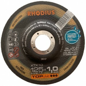 【100枚入】置き目デウス  オフセット剃刀砥 XTK10(125mmx1.0粍） 10枚入×10缶（100枚）【代引っ張ること不可】【沖縄・離島送りとどける不可】Rhodius ＦＲＧ