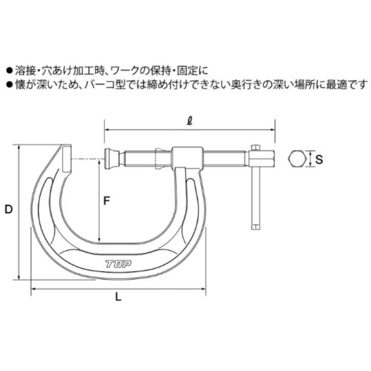 TRUSCO Lクランプ標準型 最大口開600mmX深さ120mm GLW600：工具屋