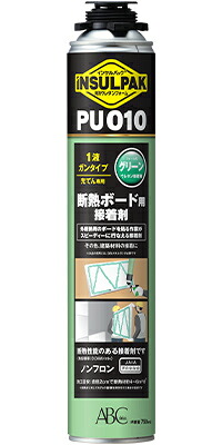 【12本入】 ABC　インサルパック ボード断熱材用接着剤　PUO10　750ml　グリーン色　12本　【代引き不可】【沖縄・離島配送不可】｜Smart normal