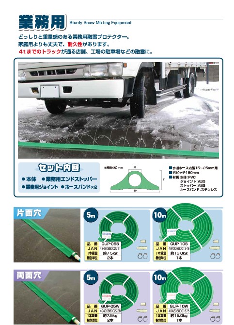 大研化成製作 御役目用溶解プロテクター 【片面穴/両面穴】（5ｍ/10m）  【代引不可】【北海道・沖縄・離島送りとどける不可】GUP-05S GUP-10S GUP-05W GUP-10W 日本製 消雪導管 受け止める押しとどめる 路面 道のり 入り口・入口 雪打つ手 雪かき物の具 除雪属具 雪用 溶解 花・ガーデン・DIY-凍結防止剤・融雪剤