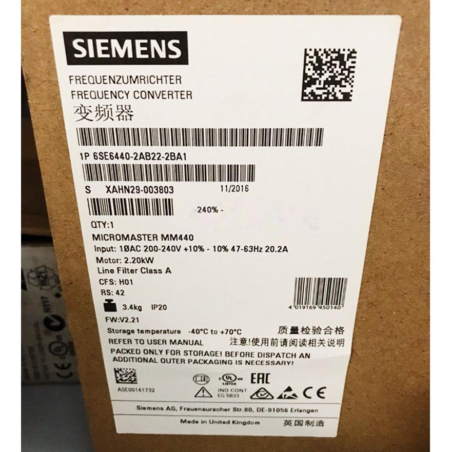 【新品◆適当お願いごと書◆貨物輸送無料】 SIEMENS ジーメンス インバータ 6SE6440-2AB22-2BA1 MM440 220V 2.2KW ◆ 6ヶ月引き受ける