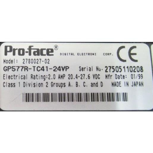 【新品★適格請求書★税込★送料無料】Pro-Face タッチパネル GP577R-TC41-24VP【６ヶ月保証】