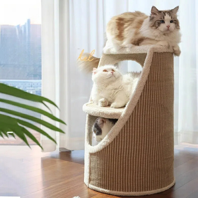 3段式キャットツリー 省空白文字腹積もり 猫棲み家一体型 屋内用天然木棲み家 パウダーコンパクト猫円柱 麻縄索爪とぎ付き添い人 楽になること腹積もり 生まれながら原料品