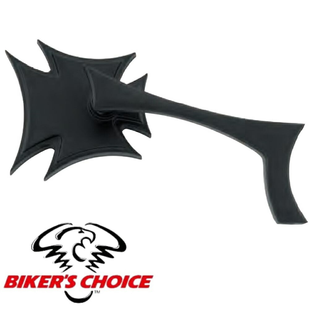 バイカーズチョイス製 アルミ製ブラック アイアンクロス ミラー Biker's Choice IRON CROSS MIRRORS 人気満点