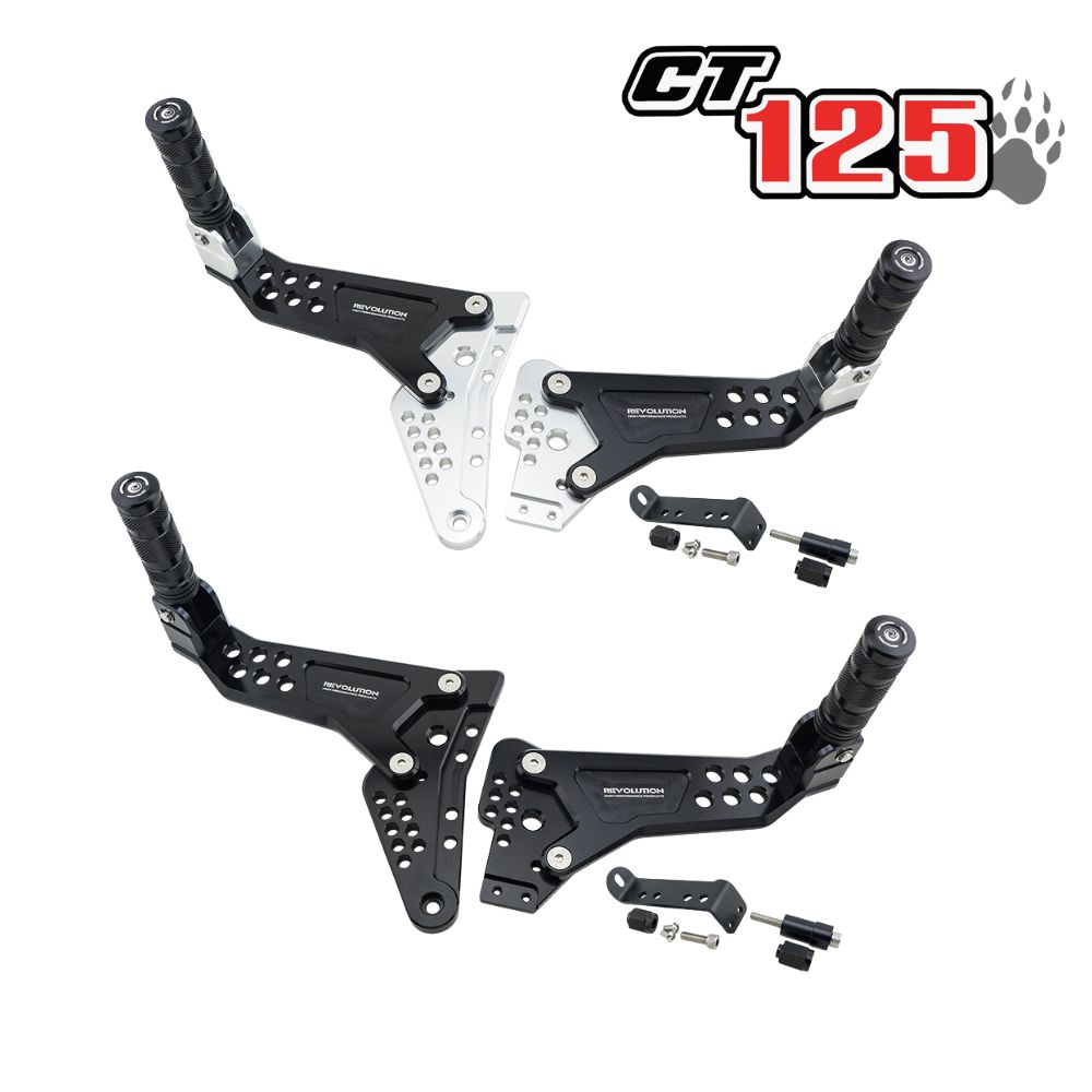 【改良版/JA65もOK】REVOLUTION ホンダハンターカブCT125ボディ取り付け型後部座席用ステップ/Rear Passenger Foot Rest Pegs for Honda CT125 リアパッセンジャーフットレスト フットペグ タンデムステップ JA55 JA65|スマートスモーカーズ