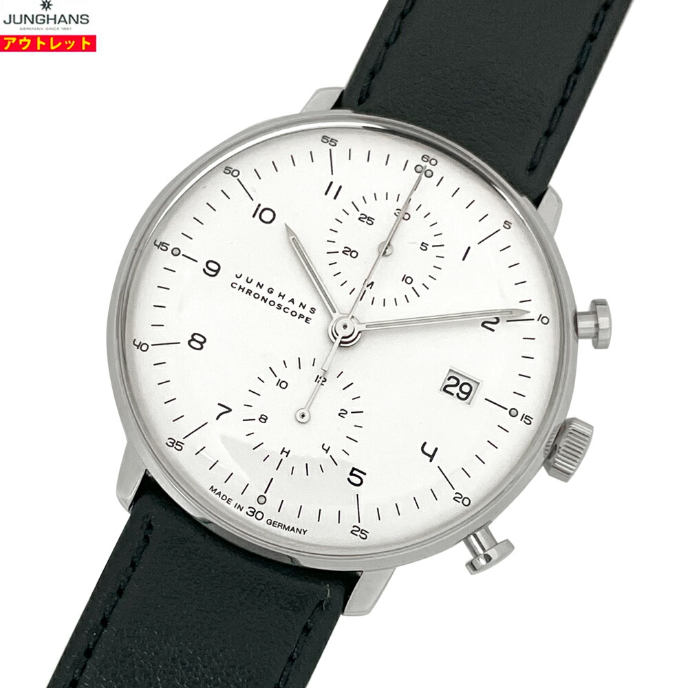 新品 アウトレット JUNGHANS ユンハンス 腕時計 027/4800.00 マックスビル クロノスコープ 40mm 自動巻 レザーベルト 送料無料