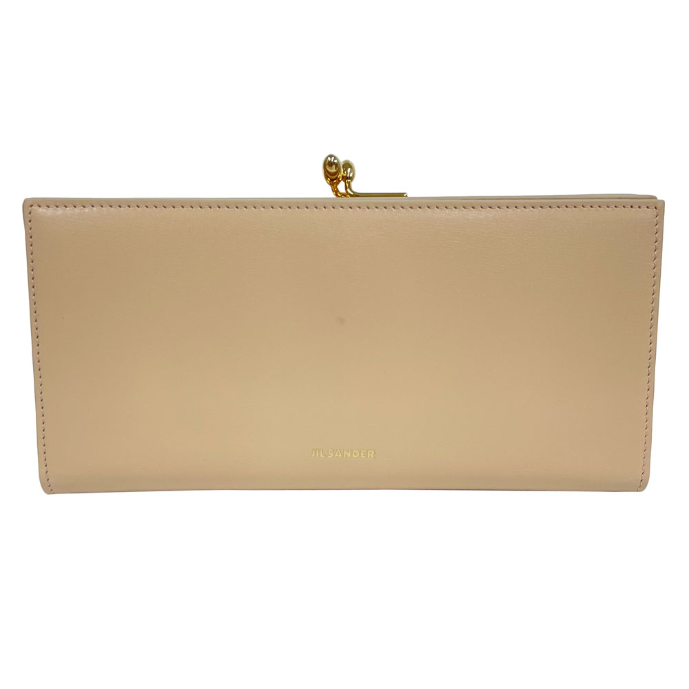 Jil Sander ジルサンダー 新品・アウトネットボール！ 二つ折り長紙入れ J07UI0014 P4840 Nude ベージュ系 なめし革 金入れ ロゴタイプ レディース 貨物輸送無料