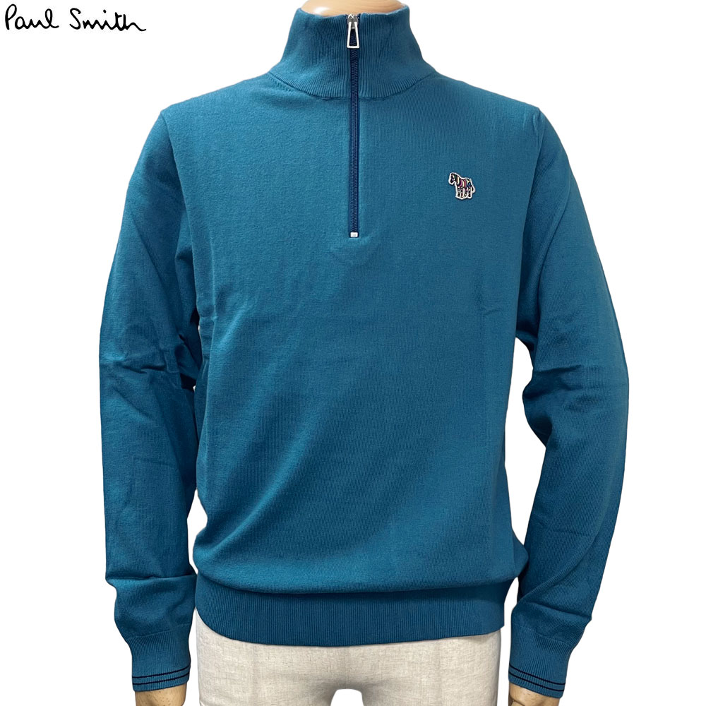ポールスミス Paul Smith 新品 トップス ニット M2R 229YZ L21931 ブルー系 ハーフジップ スタンドネック コットン ナイロン ウール メンズ S/M 並行輸入品 送料無料|スマートタイム