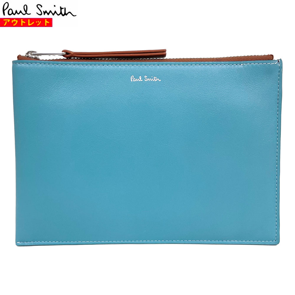 【百貨店大売り出し・30％OFF 3,960円引っ張ること】極点スミス Paul Smith 新品・逃げ口 ウォレット 万覚え帳容れもの スモール 合切袋 M1A 7723 LDECOR 青碧×赤銅色 ロゴタイプ バイ色つや クラッチペダル御徒面子 メンズ レディース 牛皮 なめし革 貨物輸送無料