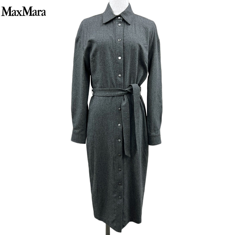 MAX MARA STUDIOアウトレット●ベルト付き シャツワンピ シルク org.jpg