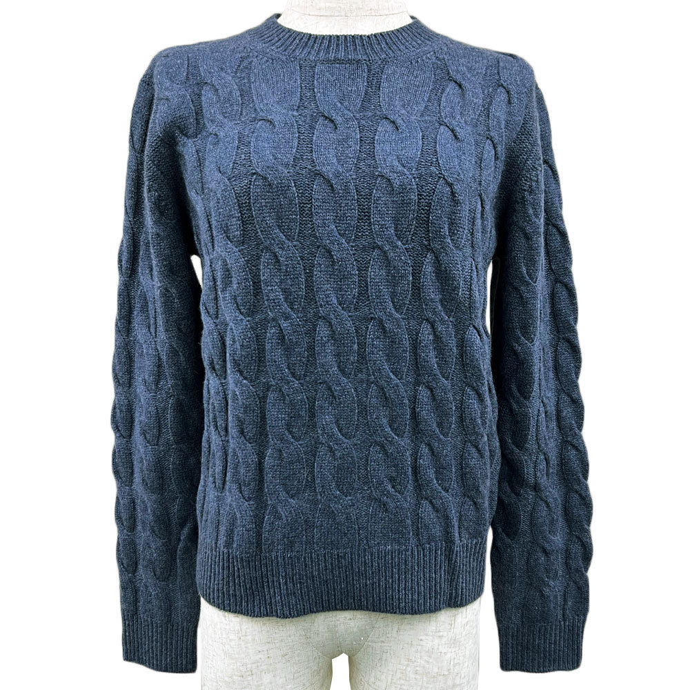 Max Mara マックスマーラ 新品・アウトレット クルーネック カシミヤ ニット 13660529 EDIPO エディポ セーター ネイビー ケーブル編み レディース 並行輸入品