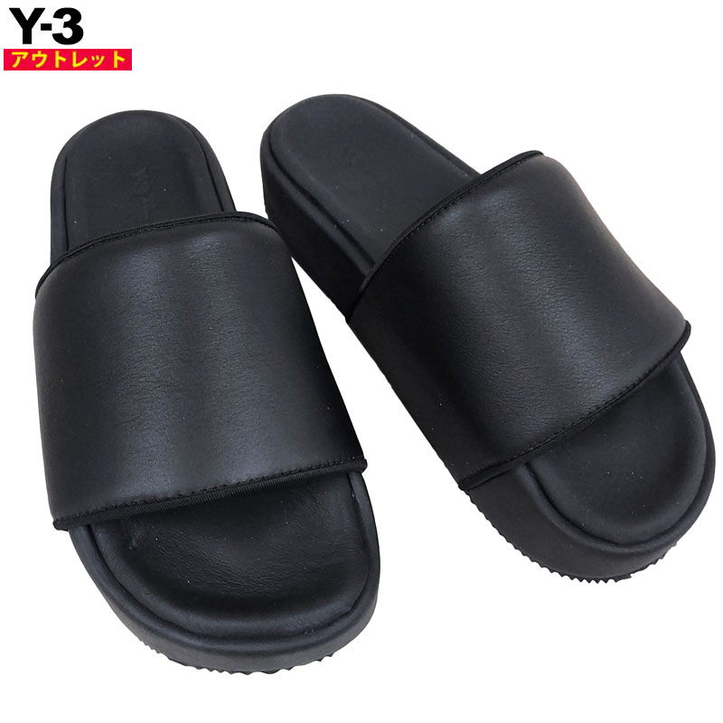 Y-3 SLIDE ヨウジ ヤマモト レザー サンダル ブラック 25.5 Y-3 ワイスリー adidas アディダス YOHJI YAMAMOTO ヨウジ