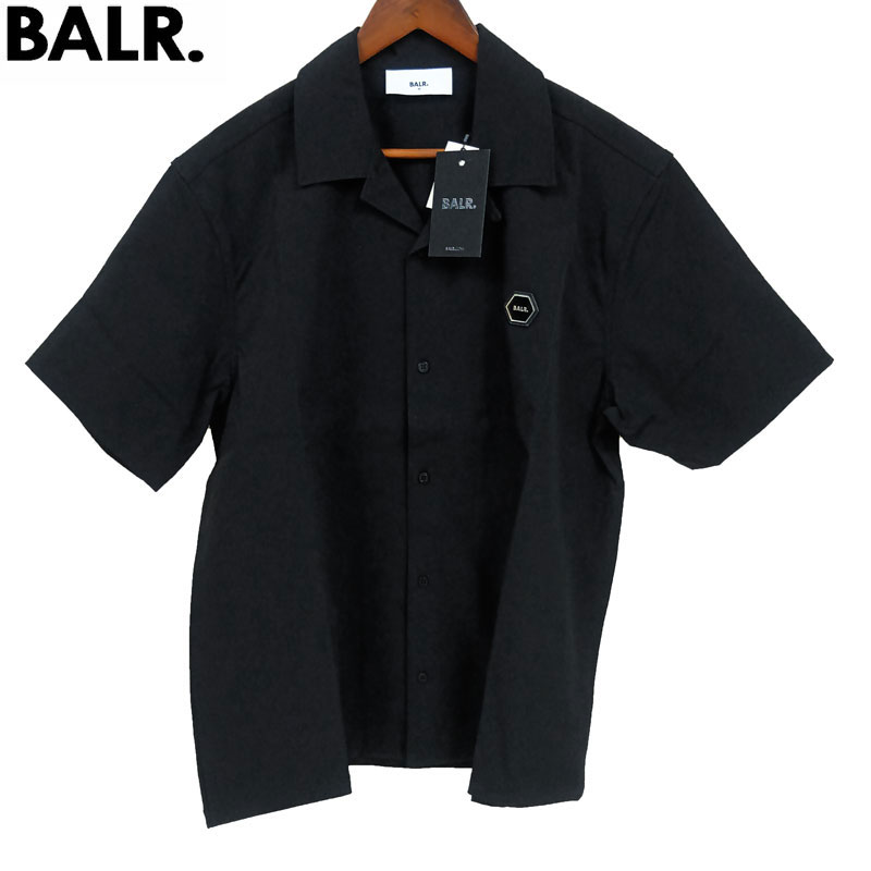 【お買い物マラソン・3,960円引き】 BALR. ボーラー 新品 メンズ ワンポイント半袖シャツ B1132.1015 サイズL HEX-SERIES JET BLACK 黒 クリックポストで送料無料