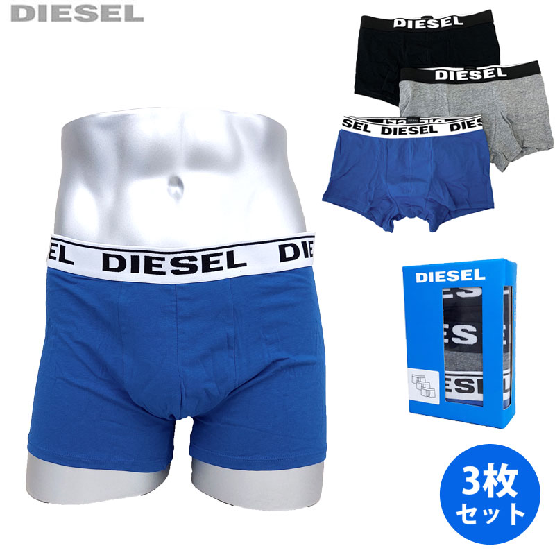 即納\t DIESEL 00ST3V UMBX-DAMIENメンズ 3枚組トランクス UMBX-DAMIENTHREEPACK ボクサーパンツ3枚セット｜ブラック