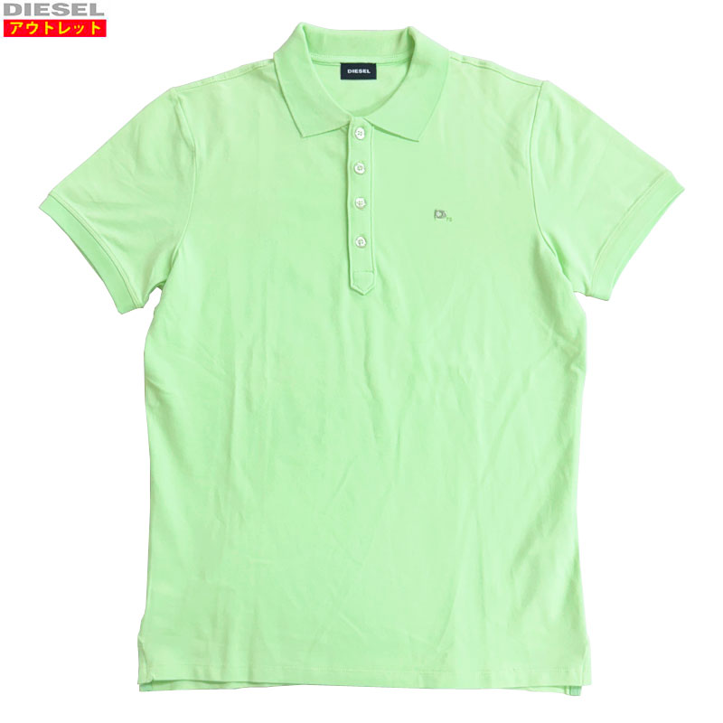DIESEL ディーゼル 新品・アウトレット 半袖 ポロシャツ T-HEAL POLO 00SW2T 00MXZ 5AQ ミントグリーン Mサイズ ストレッチ素材 刺繍ロゴ 並行輸入品 クリックポストで送料無料