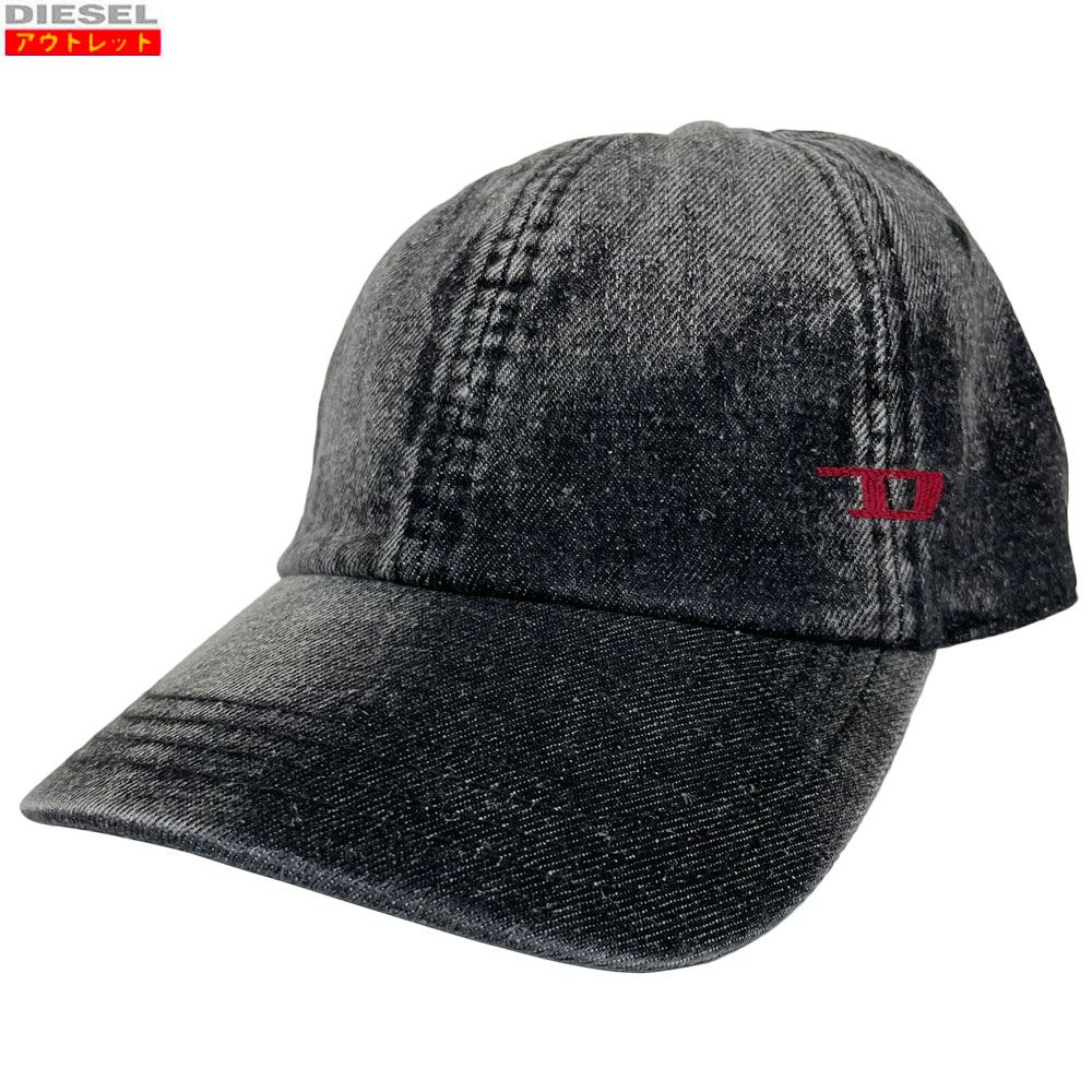 DIESEL ディーゼル 新品・アウトレット キャップ A13271 0LJAV コットン ヘンプ ロゴ ベースボール キャップ ブラック 黒 デニム 送料無料