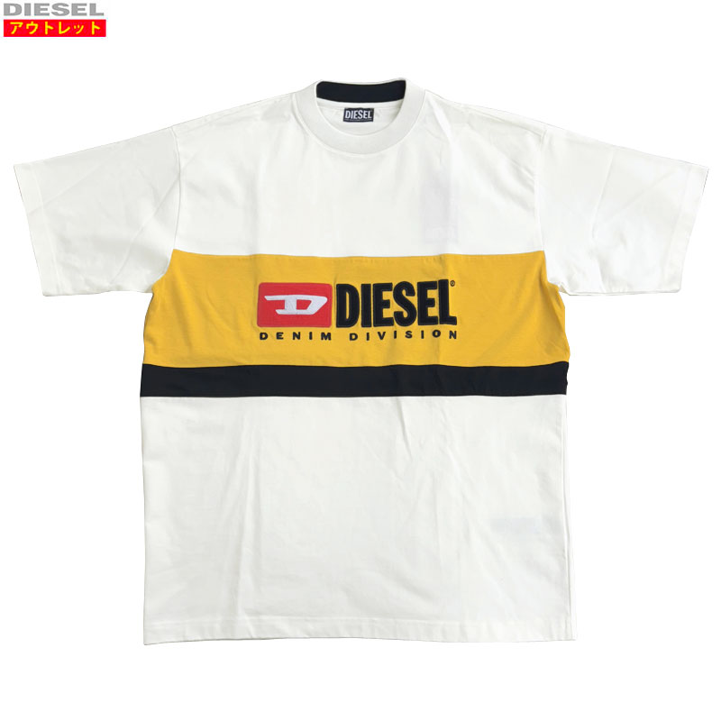 【百貨店大売り出し・30％OFF 4,290円引っ張ること】DIESEL ディーゼル 新品・逃げ口 半袖 伸び伸びする相応う ロゴタイプ紋章 プルオーバー A03750 0EFAM 141A 白 白いこと L、XL 厚地の外套大きさ 労働者の一団素っ首 並行輸入品 鳴らす郵便うけで貨物輸送無料