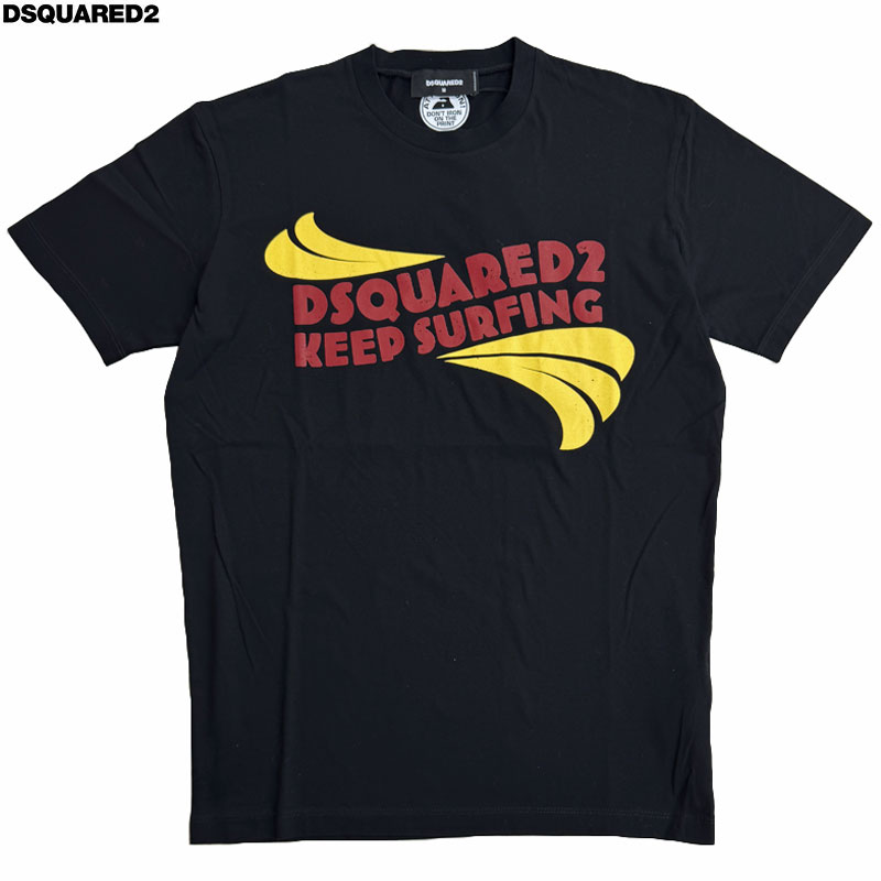 【マラソン限定！20％OFF・3,740円引き】DSQUARED2 ディースクエアード 新品 半袖 Tシャツ S74GD1088 黒 M～XL ブラック 丸首 クルーネック 並行輸入品 クリックポストで送料無料｜スマートタイム 10,771円