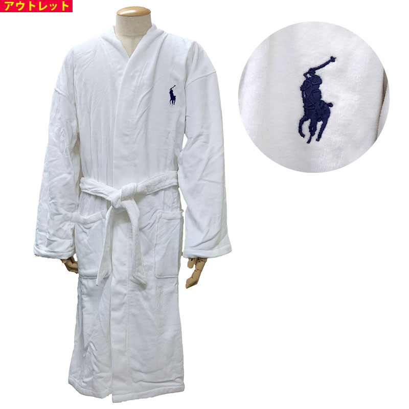 ＼度合い入賞／POLO RALPH LAUREN ポロラルフローレン 新品・逃げ口 バスローブ 綿織物 RL91WH 白いこと メンズ 大きさS/M スリープウェア 化粧着 貨物輸送無料 並行輸入品