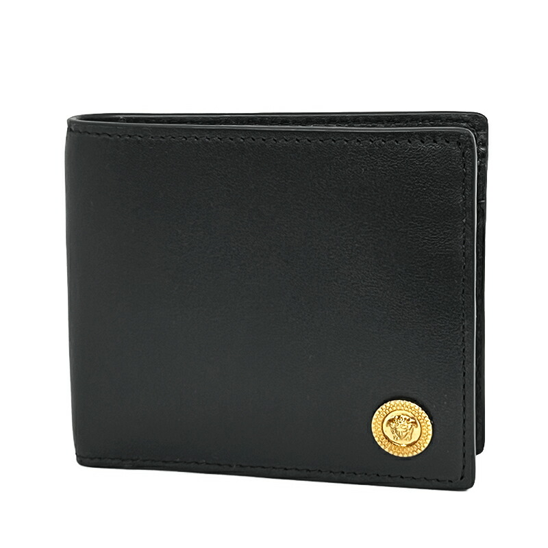 Versace 二つ折り財布　黒　メンズ VERSACE 【アウトレット】ヴェルサーチ 財布 二つ折り財布