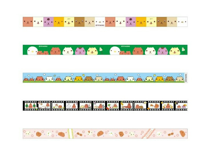 カピバラさん マスキングテープ　15mm x 5m masking tape メール便可画像