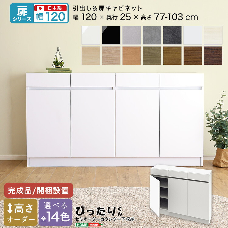 【扉シリーズ】セミオーダーカウンター下収納ぴったりくん キャビネット 幅120cm&times;奥行25cm｜SMB selection