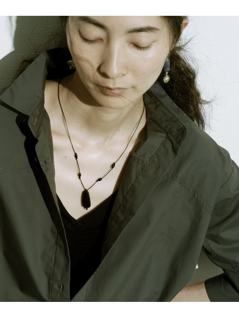SMELLY so' onyx accent wood necklace SMELLY スメリー アクセサリー・腕時計 ネックレス ブラック【送料無料】[ Fashion]｜SMELLY／スメリー