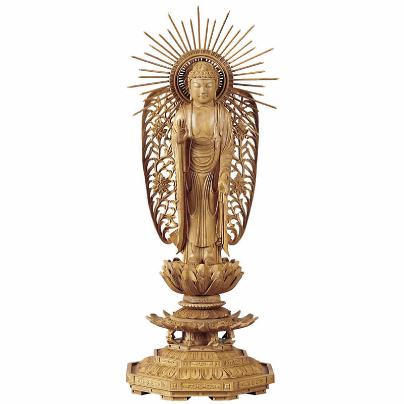 【仏具】【御本尊】仏像・西立弥陀 / 浄土真宗 本願寺宗【白檀 八角茴香基礎】（3.0寸～5.0寸 / 高さ：19.0珊～32.5珊）