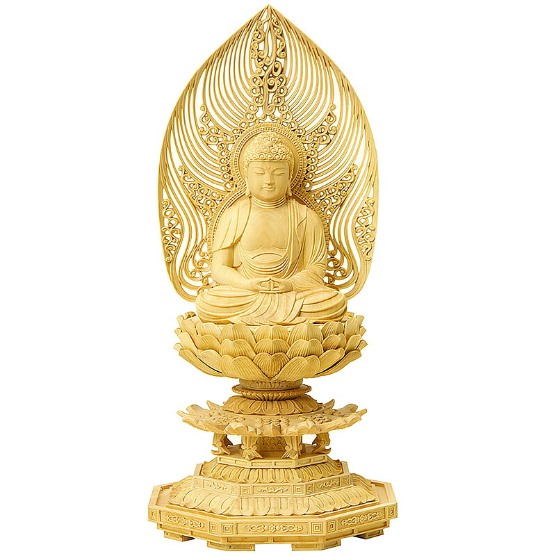 【仏具】【御本尊】仏像・座弥陀 / 天台宗【柘植 八角台座】（1.8寸～3.0寸 / 高さ：20.8cm～31.0cm）｜スマイル仏壇