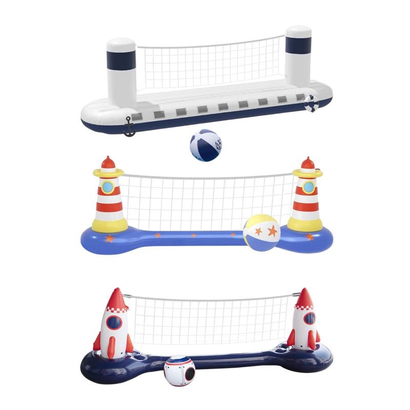 インフレータブルプールバレーボールセット 夏用スウィミングプール力くらべ PVC ポータブルインフレータブルバレーボールネット 小わっぱ 成年者 親子用